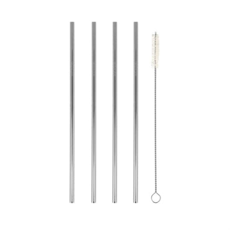 4 pailles droites inox 21cm + goupillon