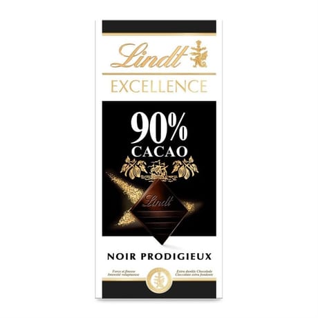 Lindt excellence tablette de chocolat noir 90% cacao 100g