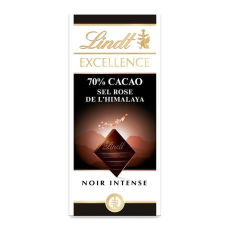 Lindt excellence chocolat noir sel rose de l'himalaya 70% 100g