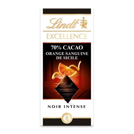 Lindt tablette de chocolat exellence noir 70% orange sanguine 100g
