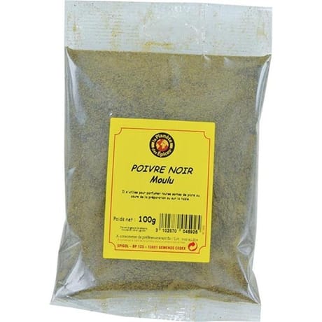 La planète des épices poivre noir moulu sachet de 100g