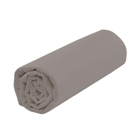 Drap housse 90x190 "uni 57 fils taupe"