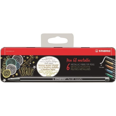Boîte métal 6 stabilo pen 68 metallic - assortis