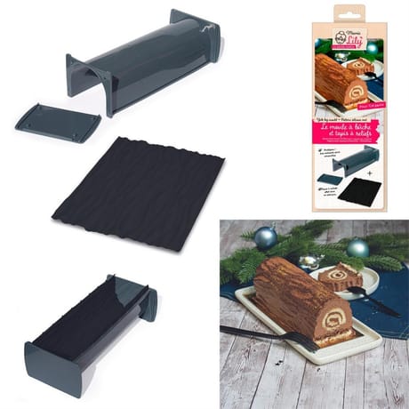 Coffret moule à buche et plaque motif