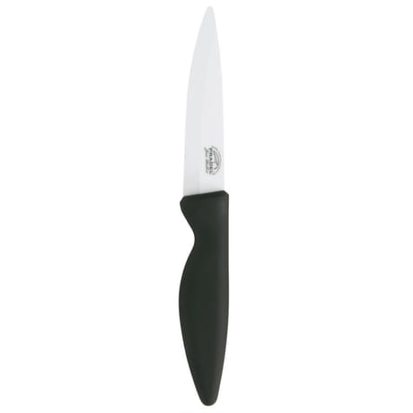 Couteau office lame céramique blanche 10 cm manche noir soft