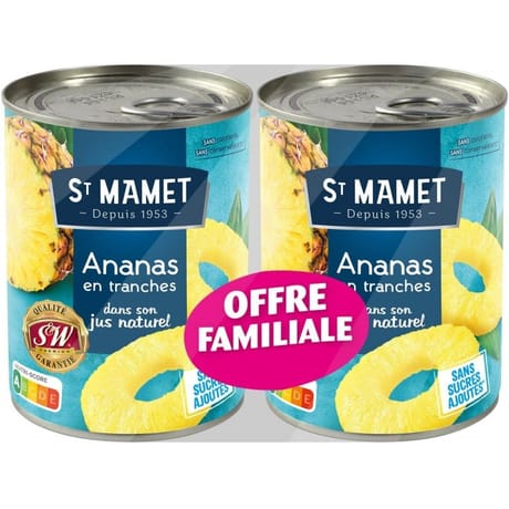 St mamet ananas en tranche dans son jus naturel 3/4 lot de 2 offre familiale