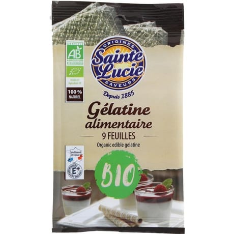Sainte lucie gélatine alimentaire  bio 9 feuilles 11g