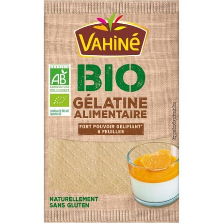 Vahiné gélatine alimentaire feuille bio 10g