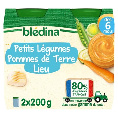 Bledina pots petits légumes pommes de terres colin (lieu) 2x200g