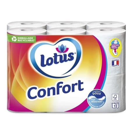 Lotus Confort "50ans" rose et blanc 12 rouleaux