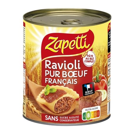 Zapetti ravioli pur boeuf francais au blé complet - plat cuisiné 800g