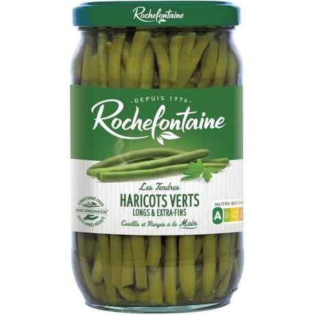 Rochefontaine haricots verts extra fins cueillis et rangés main 345g
