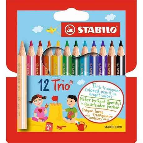 Etui carton 12 crayons couleur stabilo  trio courts