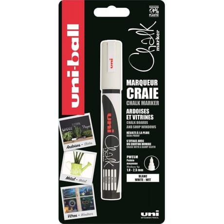 Uniball marqueur craie pointe conique moyenne chalk marker blanc