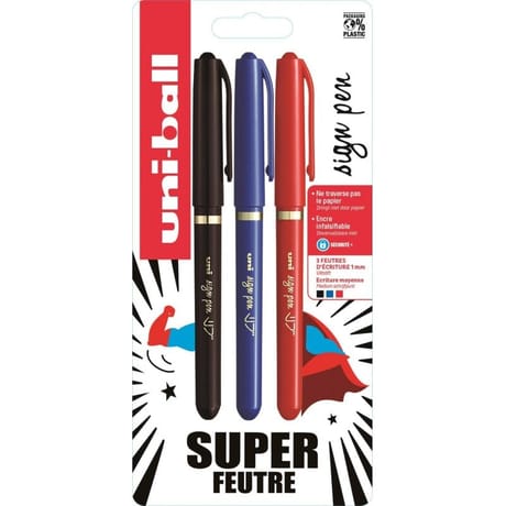 2+1 uni sign pen noir bleu rouge