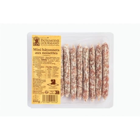 Mini bâtonnets aux noisettes 100% porc français 100g patrimoine gourmand