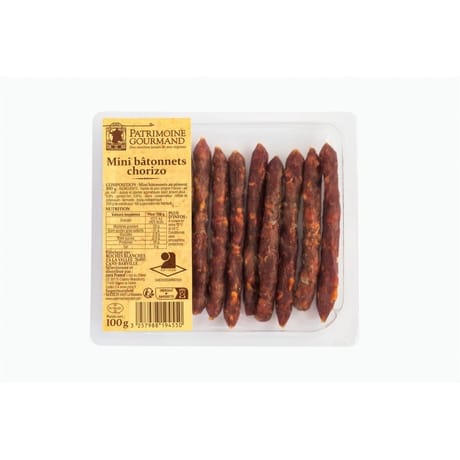 Mini bâtonnets chorizo 100% porc français 100g patrimoine gourmand