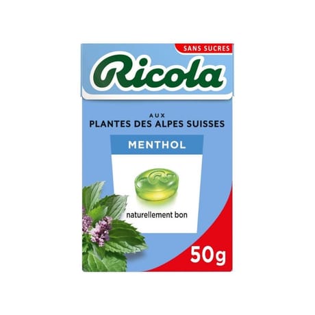 Ricola sans sucres menthol boite de 50g