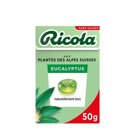 Ricola sans sucres eucalyptus stevia boite de 50g