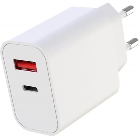 Apm chargeur secteur dual 1 usb-c / 1 usb-a pd 20w blanc