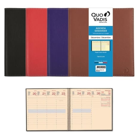 Quo vadis agenda reliure intégrale 16x16 cm prestige s arizona