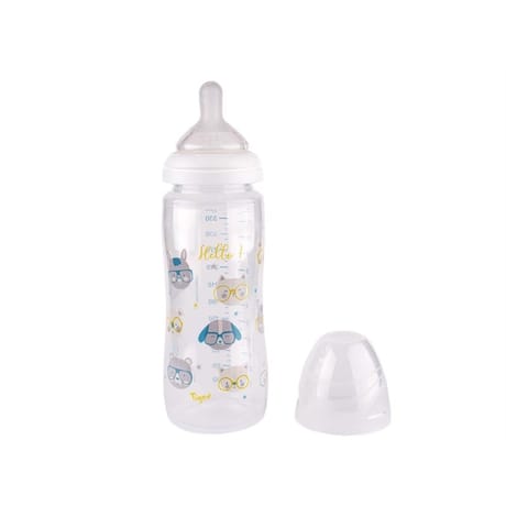 Biberon col large 3 vitesses 360ml + 6 mois lait infantile mixte Tigex