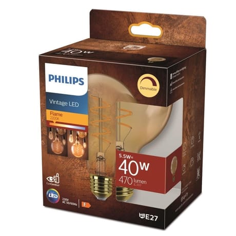 Philips ampoule LED 40w globe 95mm blanc chaud ambrée dimmable