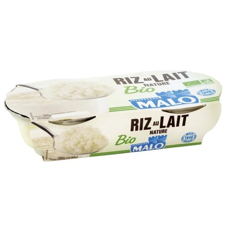 Malo riz au lait nature bio 2x140g