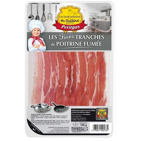 Petit gas poitrine fumée fines tranches 150g