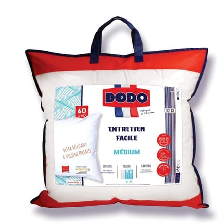 Dodo oreiller confort medium 60x60cm entretien facile