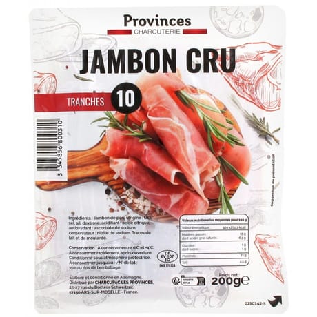 Jambon cru 10 tranches 200g