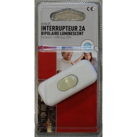 Prodelect interrupteur 2a bipolaire luminescent blanc