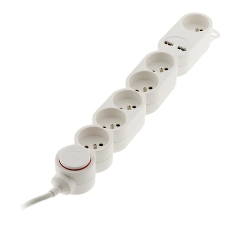 Home bloc 6 prises 16A + 2 ubs + interrupteur