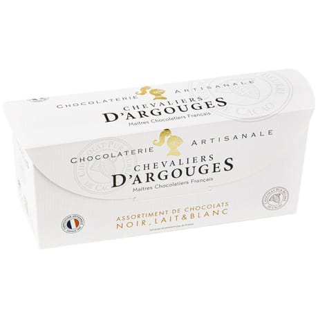 Les chevaliers d'argouges assortiment de chocolats noir lait et blanc 355g