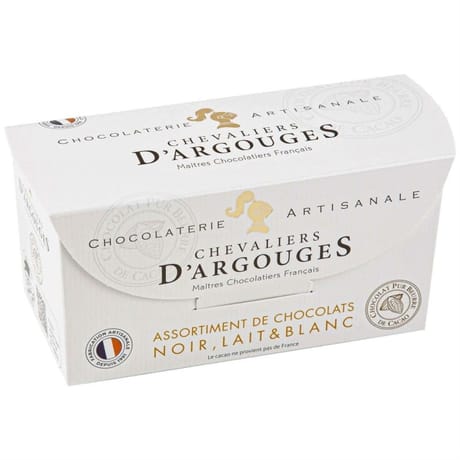 Chevaliers d'argouges assortiment de chocolats noir,lait et blanc 175g