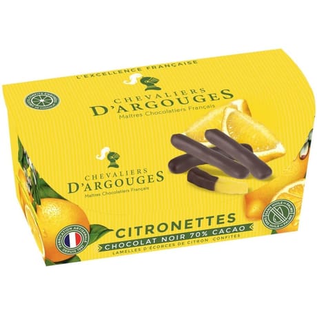 Les chevaliers d'argouges citronettes chocolat noir 70% de cacao 170g