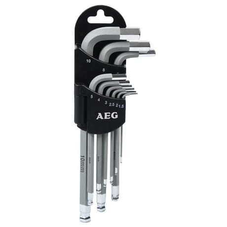 Aeg set 9 clés 6 pans + support