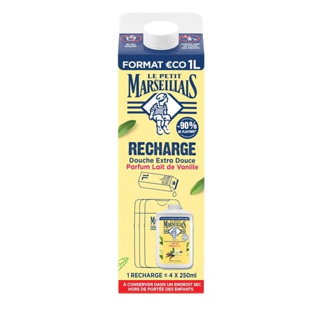 Le petit marseillais eco-recharge douche crème extra-doux lait de vanille 1L