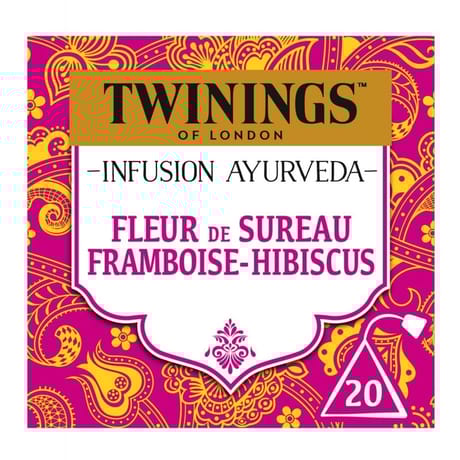 Twinings infusion ayurveda fleur de sureau framboise hibuscusx20 36g