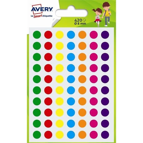Avery 420 gommettes assorties diamètre 8 mm
