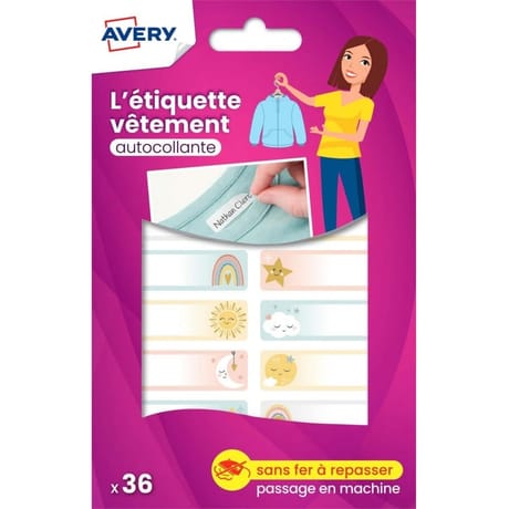 AVERY - 36 ETIQUETTES VETEMENTS - 45 X 13 MM