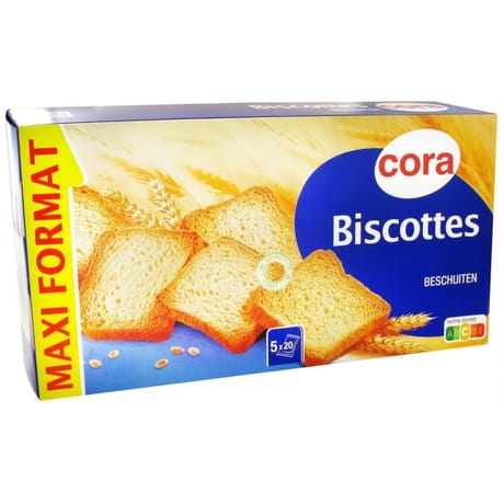 Cora biscottes nature 100 tranches 830g