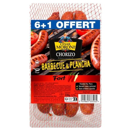 César Moroni chorizo barbecue fort 6 + 1 offert 330g