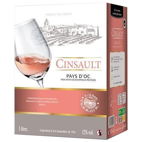L'âme du terroir vin de pays d'OC  Cinsault Syrah rosé poche de 5 litres 12% Vol.