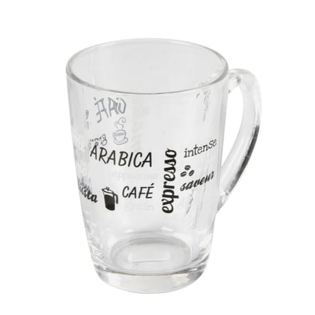 Mug en verre décoré noir 25cl 7cm