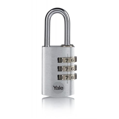 Yale cadenas aluminium à combinaison 28mm argent anse acier 3 chiffres
