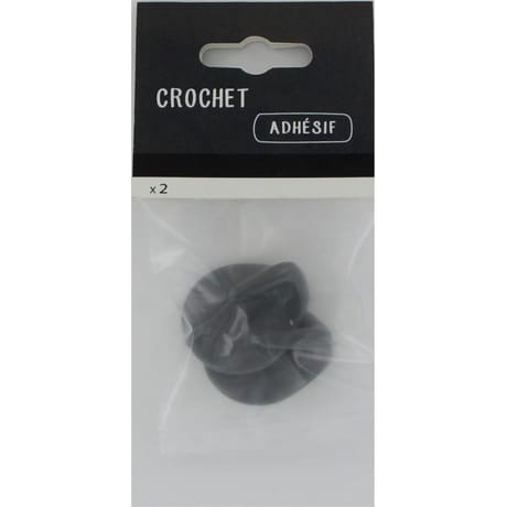Crochet adhésif gris x2