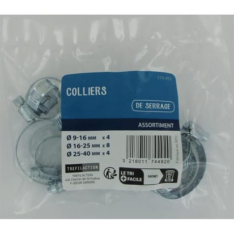Trefilaction assortiment collier serrage D. 9 à 40 mm