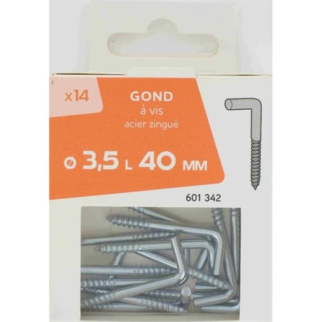 14 gond à vis acier zingue D.3.5x40mm