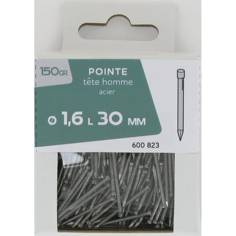 Pointe tête homme acier 1.6x30mm 150 gr